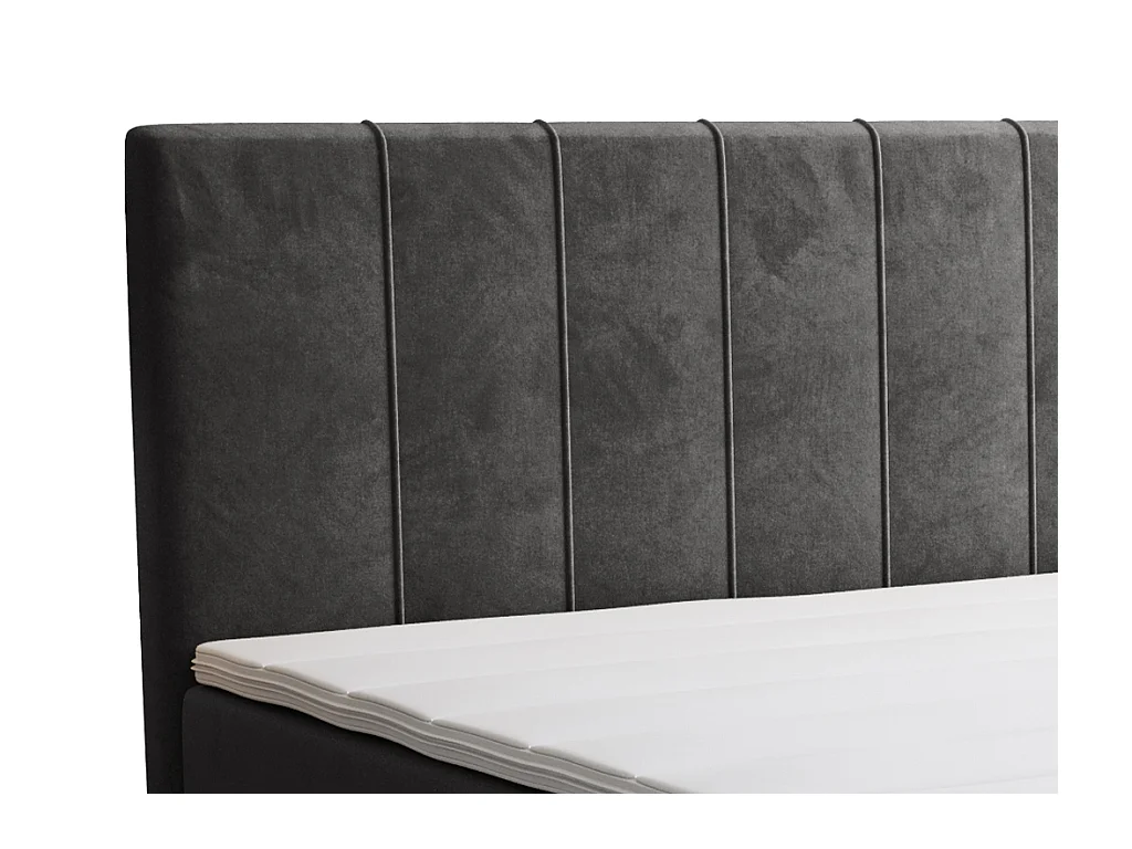 Boxspring completo cabecero + somier + colchón + sobrecolchón - 180 x 200 cm - Terciopelo - Antracita - HIDA de YSMÉE