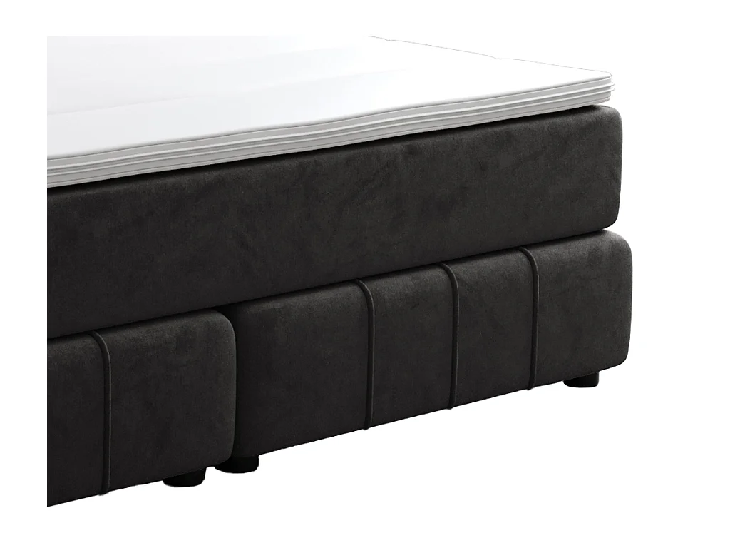 Boxspring completo cabecero + somier + colchón + sobrecolchón - 180 x 200 cm - Terciopelo - Antracita - HIDA de YSMÉE