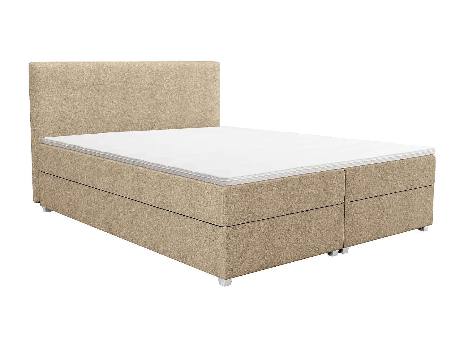 Ensemble complet boxspring tête de lit + sommier + matelas + surmatelas - 180 x 200 cm - Tissu - Beige - ONAN de YSMÉE