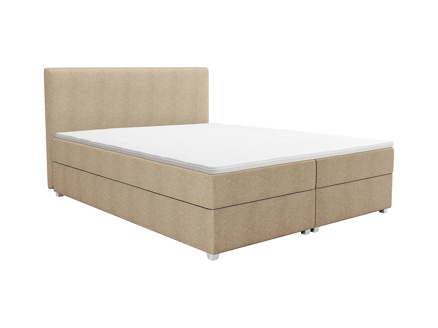 Complete set met boxspring en hoofdbord + bedbodem + matras + topmatras - 180 x 200 cm - Stof - Beige - ONAN van YSMÉE