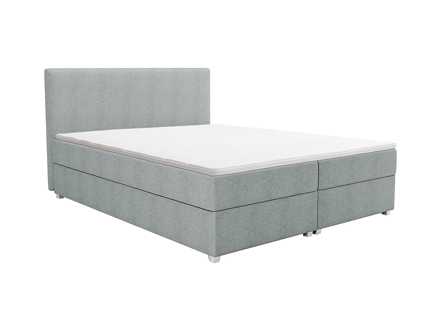 Ensemble complet boxspring tête de lit + sommier + matelas + surmatelas - 140 x 200 cm - Tissu - Gris clair - ONAN de YSMÉE