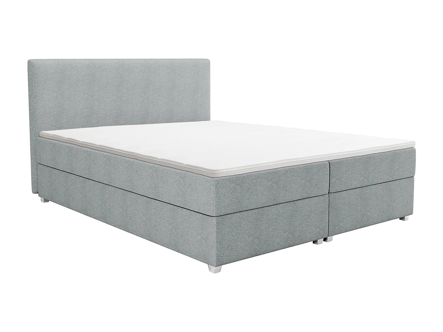 Boxspringbett komplett mit Bett-Kopfteil + Lattenrost + Matratze + Topper - 160 x 200 cm - Stoff - Hellgrau - ONAN von YSMÉE