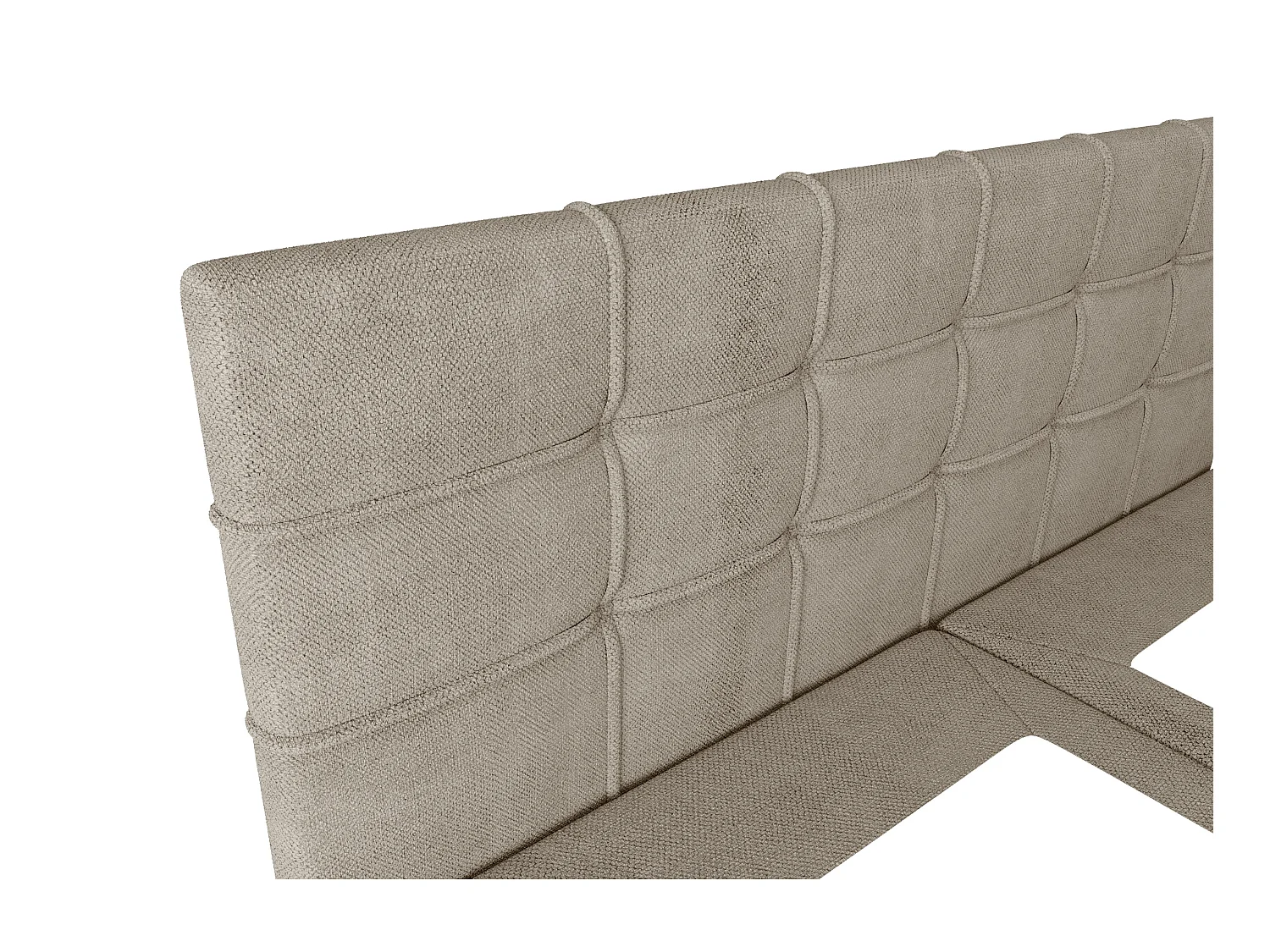 Zestaw ozdobne łóżko z pikowanym zagłówkiem + stelaż ze skrzynią + materac + nakładka na materac - 160 x 200 cm - Tkanina - Brązowoszary - KIDA marki YSMÉE