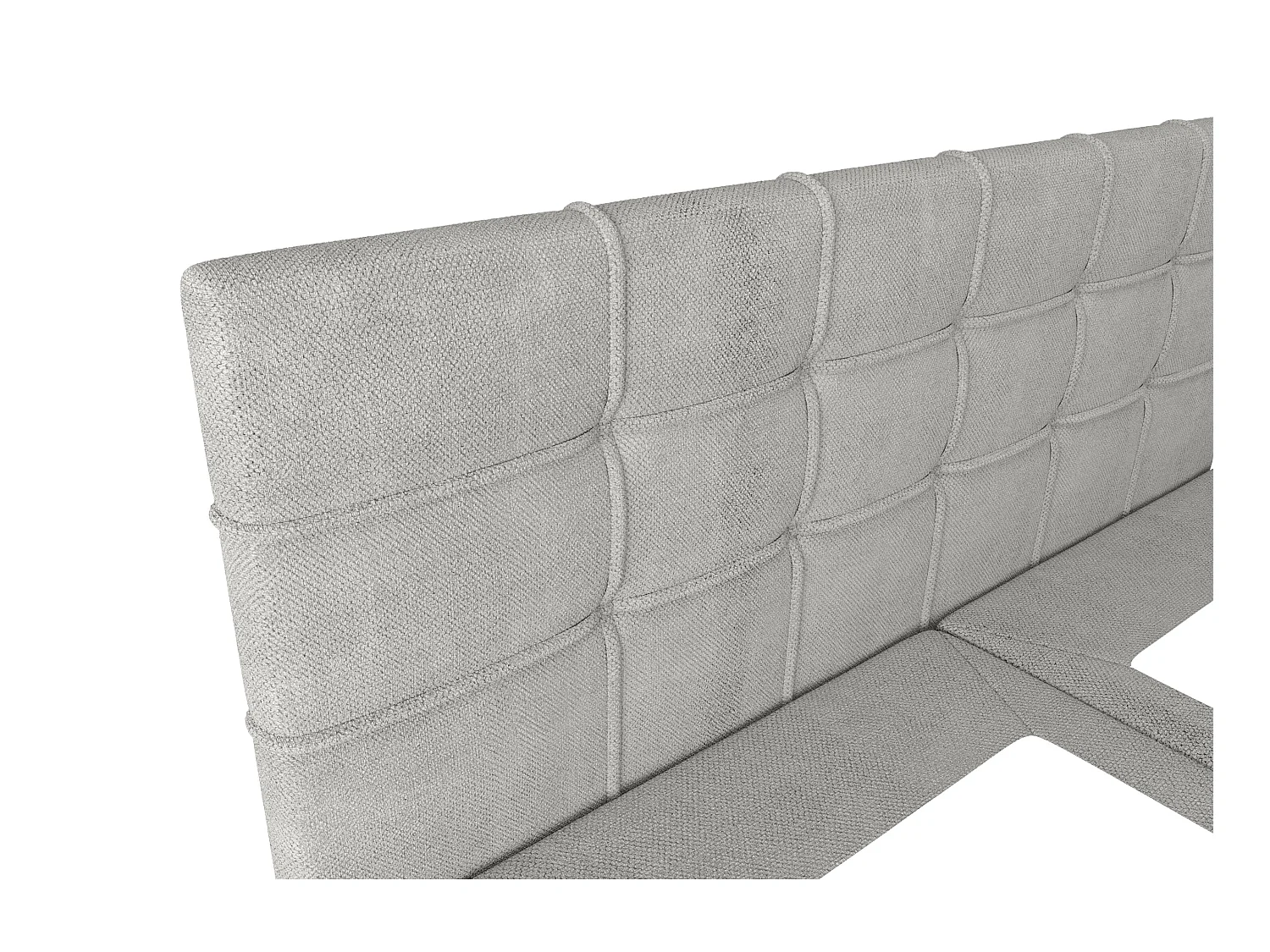 Cama con cabecero acolchado + somieres con arcón + colchón + sobrecolchón - 160 x 200 cm - Tela - Gris claro - KIDA de YSMÉE