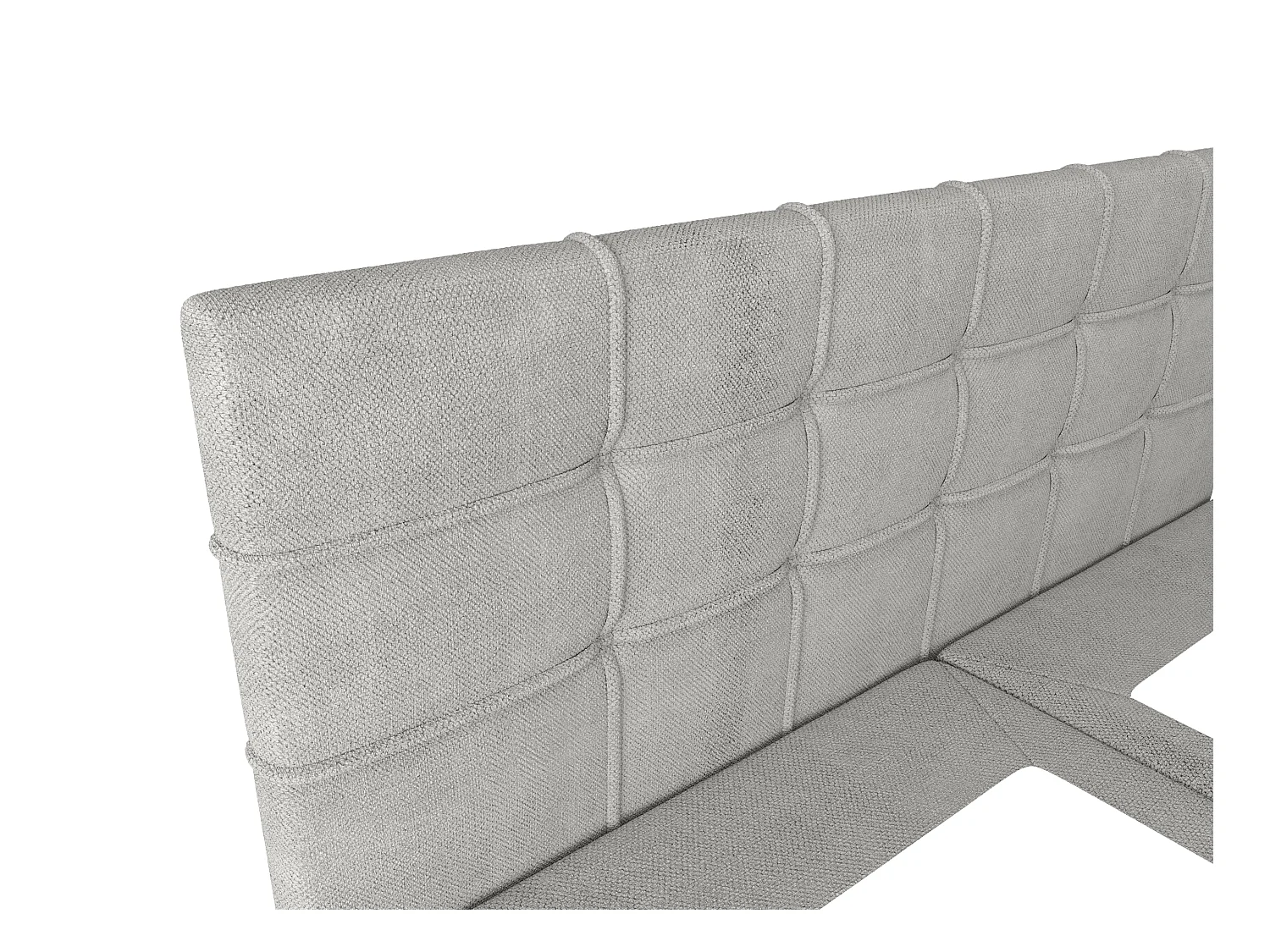 Ensemble complet literie déco tête de lit capitonnée + sommiers coffre + matelas + surmatelas - 180 x 200 cm - Tissu - Gris clair - KIDA de YSMÉE