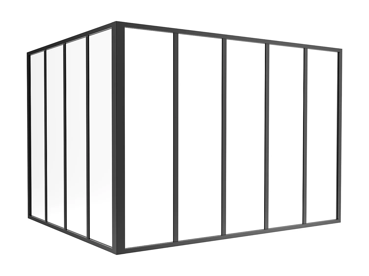 Verrière d'angle d'atelier en aluminium thermolaqué - L150 x L120 x H105 - Noir - BAYVIEW