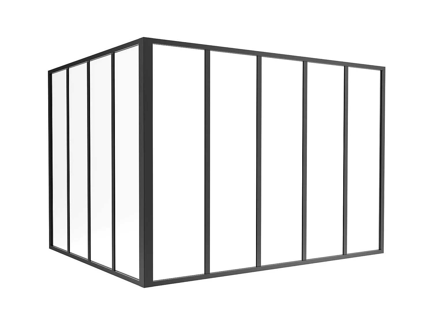 Vetrata angolare L150 x L120 x H105 in Alluminio termolaccato Stile atelier Nero - BAYVIEW