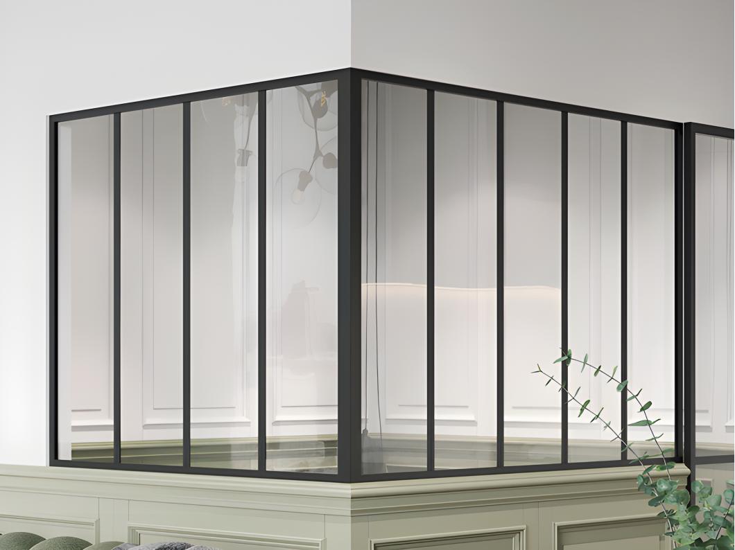 Cristalera de esquina de taller de aluminio termolacado - Ancho 180 x Ancho 150 x Alt. 130 - blanco - BAYVIEW