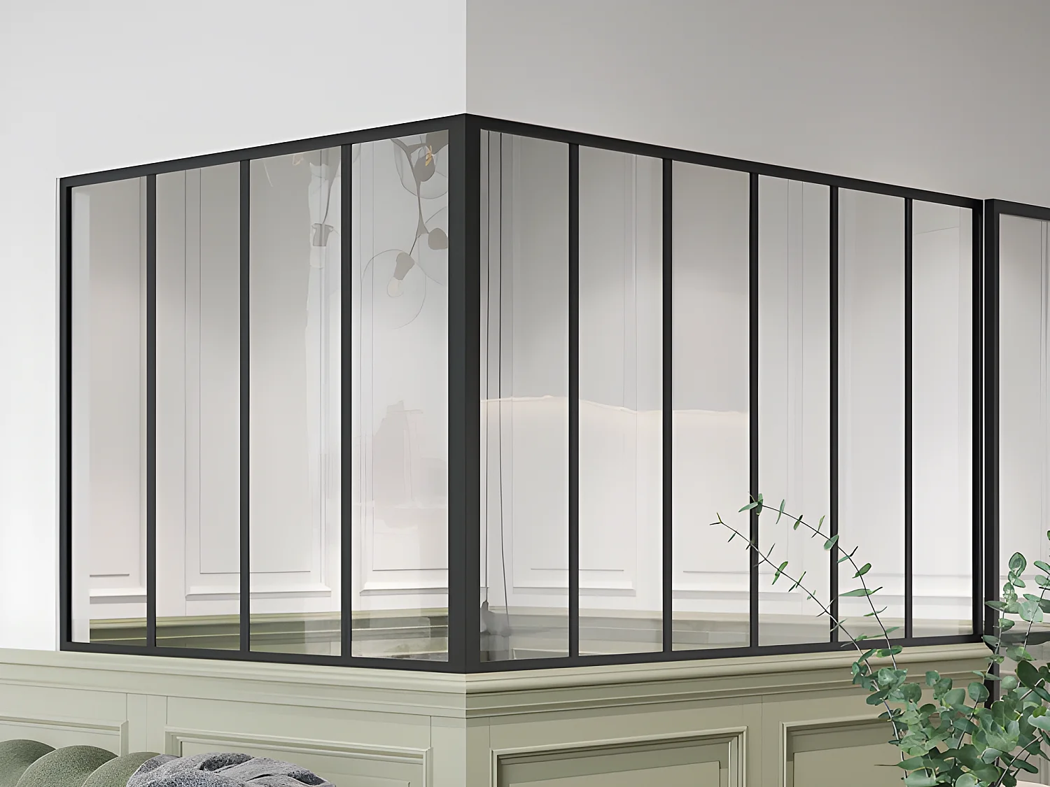 Hörnfönster i pulverlahtstatt kokoi i pulverlackerad aluminium - L180 x L120 x L105 - svart - BAYVIEW