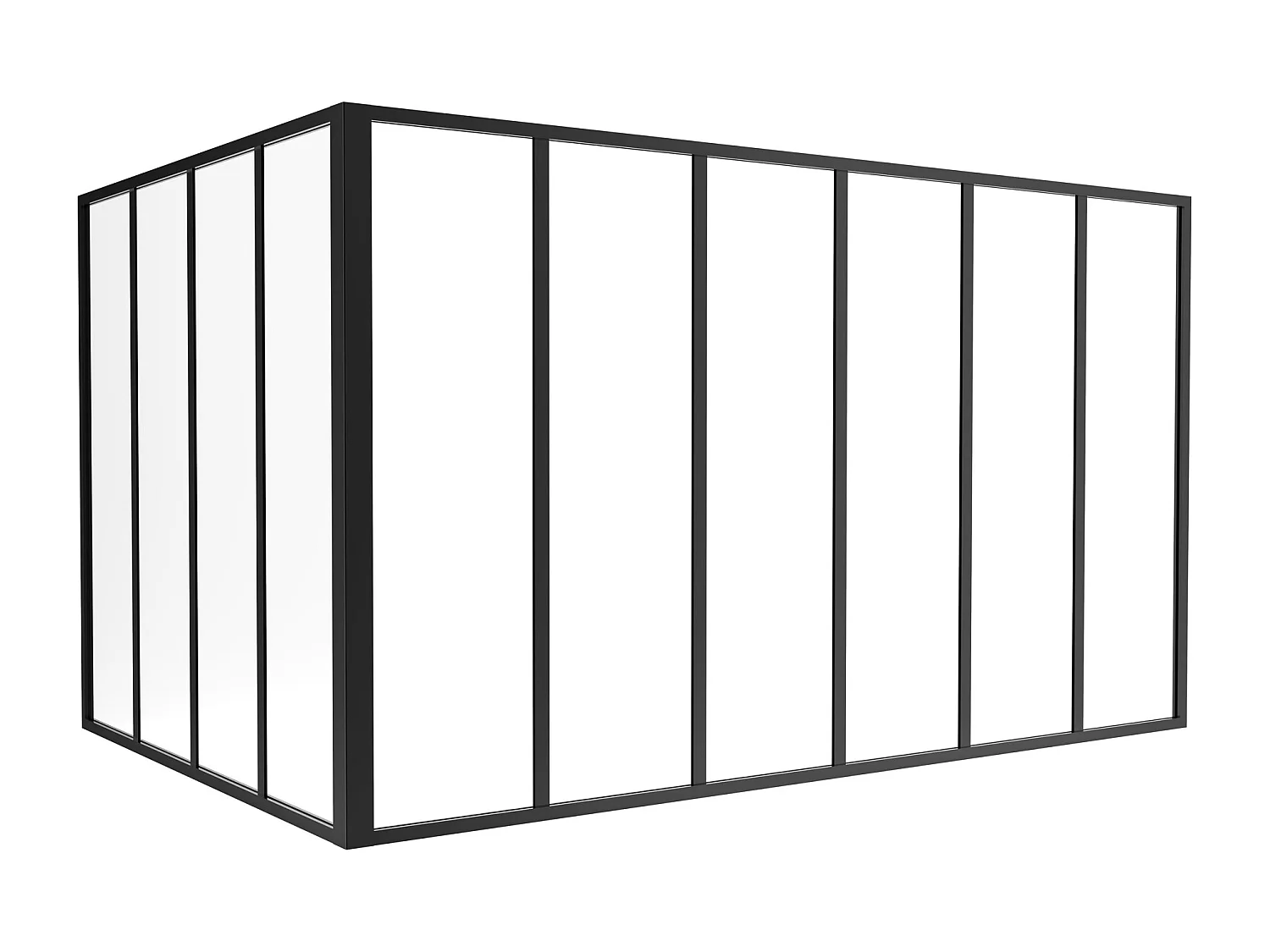 Hörnfönster i pulverlahtstatt kokoi i pulverlackerad aluminium - L180 x L120 x L105 - svart - BAYVIEW