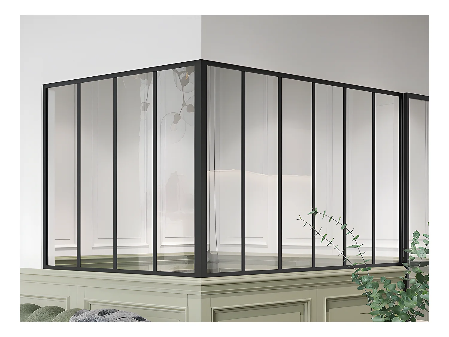 Verrière d'angle d'atelier en aluminium thermolaqué - L180 x L120 x H105 - Noir - BAYVIEW
