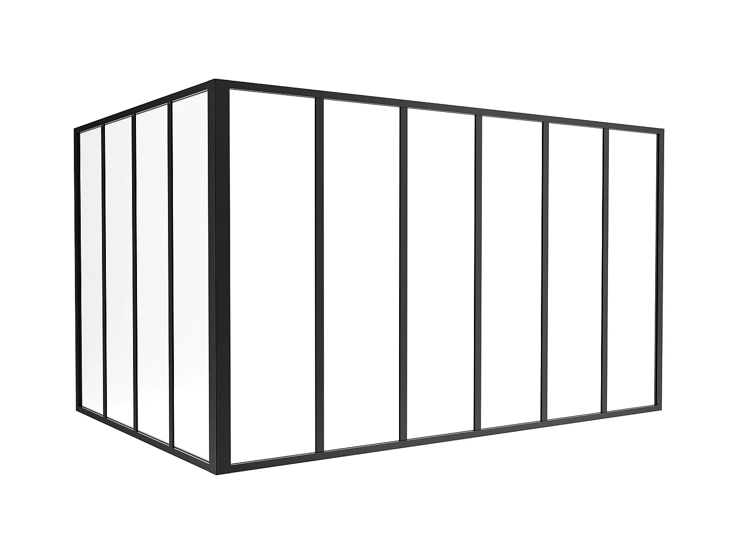 Verrière d'angle d'atelier en aluminium thermolaqué - L180 x L120 x H105 - Noir - BAYVIEW