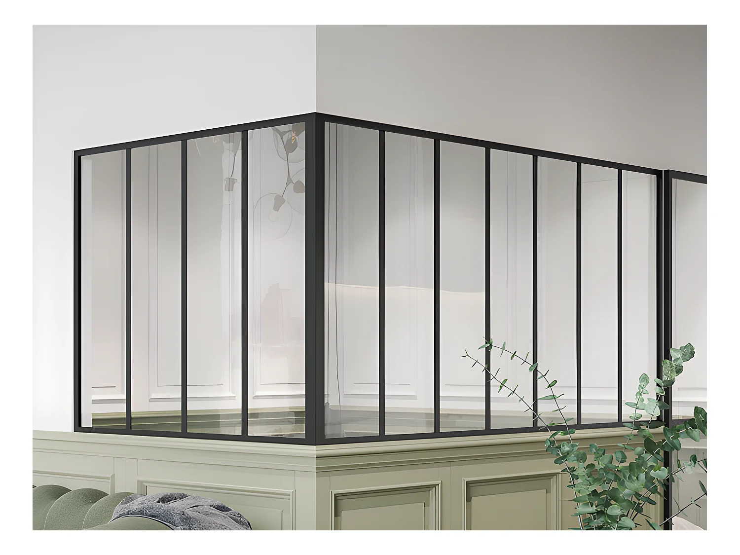 Verrière d'angle d'atelier en aluminium thermolaqué - L210 x L120 x H105 - Noir - BAYVIEW
