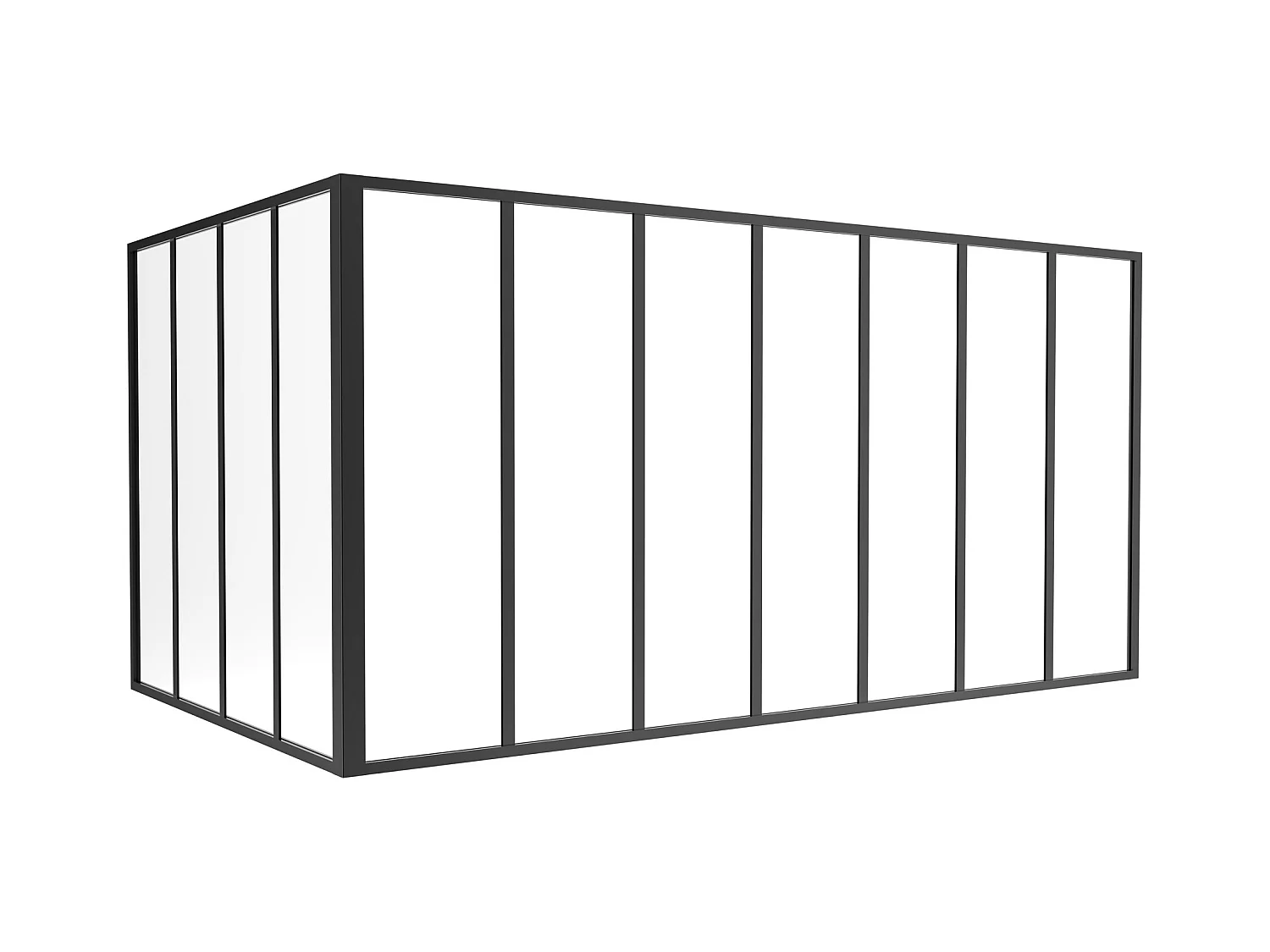 Verrière d'angle d'atelier en aluminium thermolaqué - L210 x L120 x H105 - Noir - BAYVIEW
