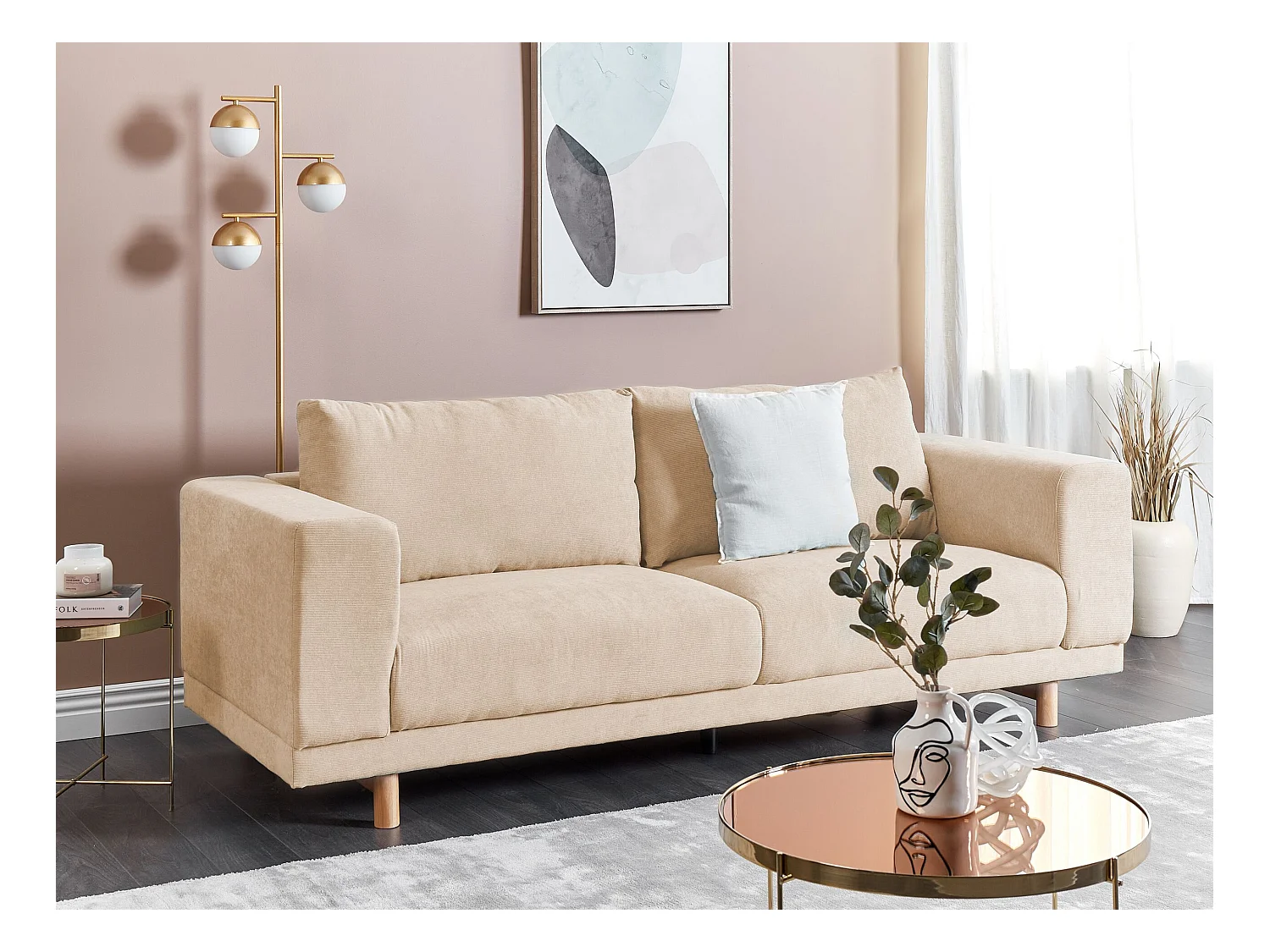 Bank NIVALA Corduroy Beige 3-zitter