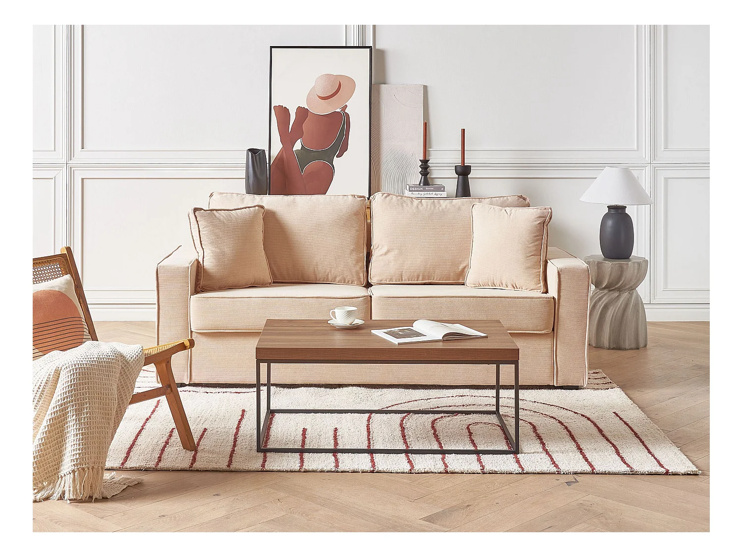 Driezitsbank corduroy beige FALUN
