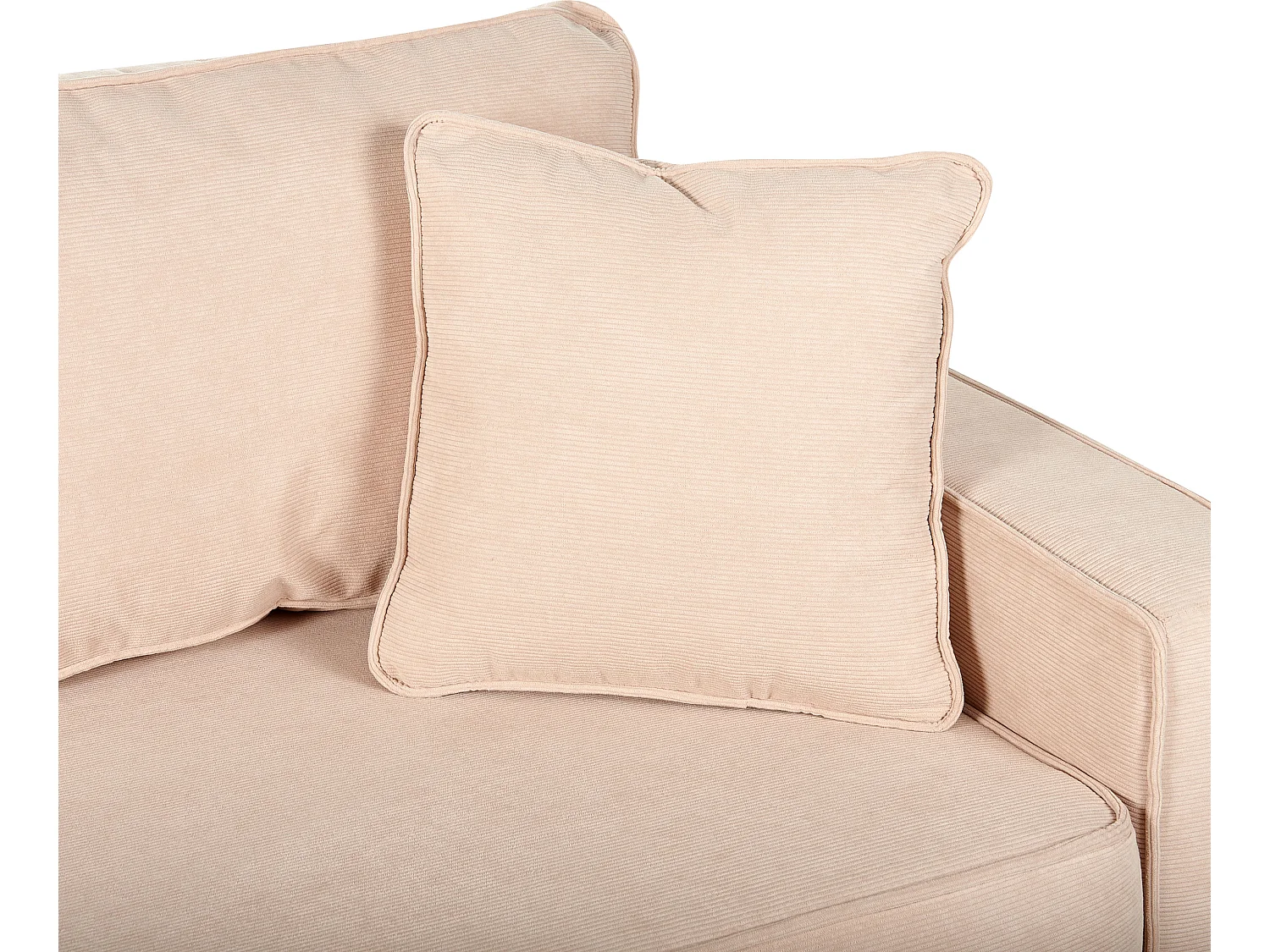 Dreisitzer Sofa beige Cord mit Kissen Armlehnen freistehend modern Falun