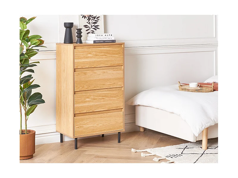 Kommode mit 4 Schubladen NIKEA Hellbraun
