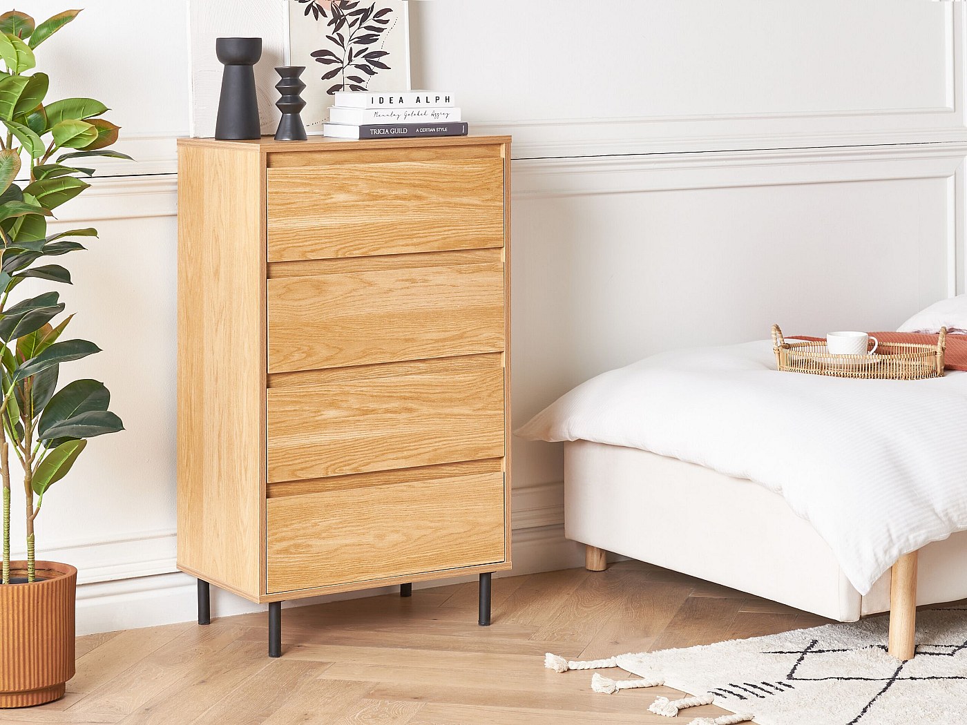 Commode à 4 tiroirs bois clair NIKEA