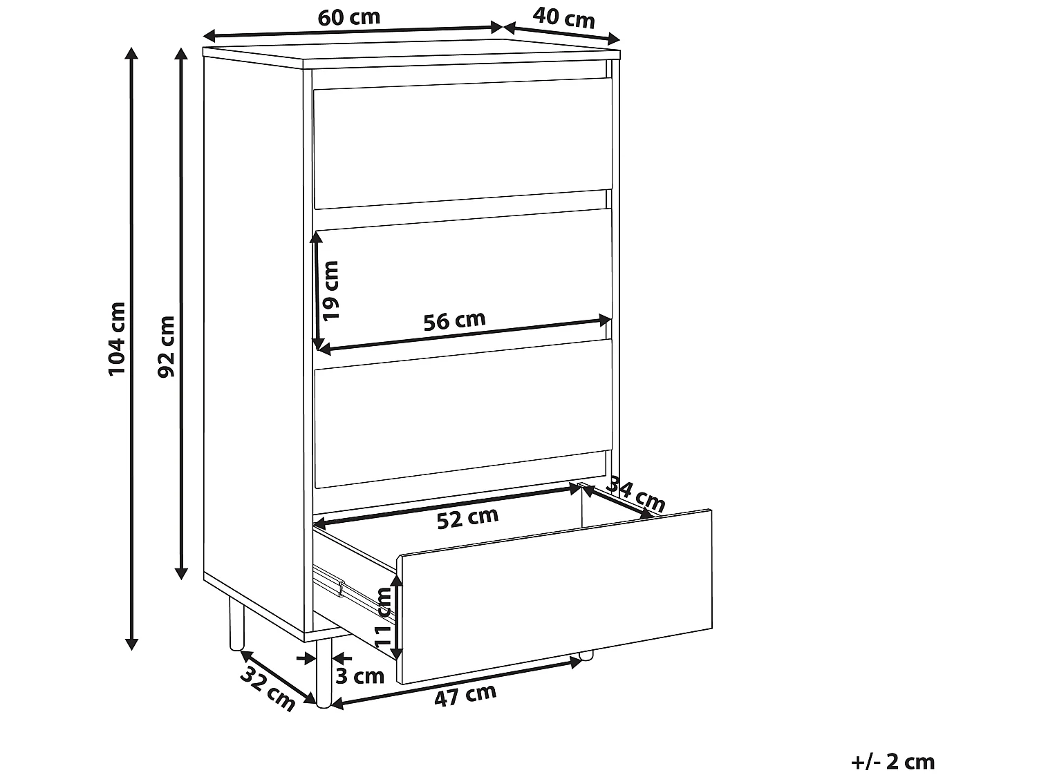 Cómoda de 4 cajones NIKEA Marrón claro