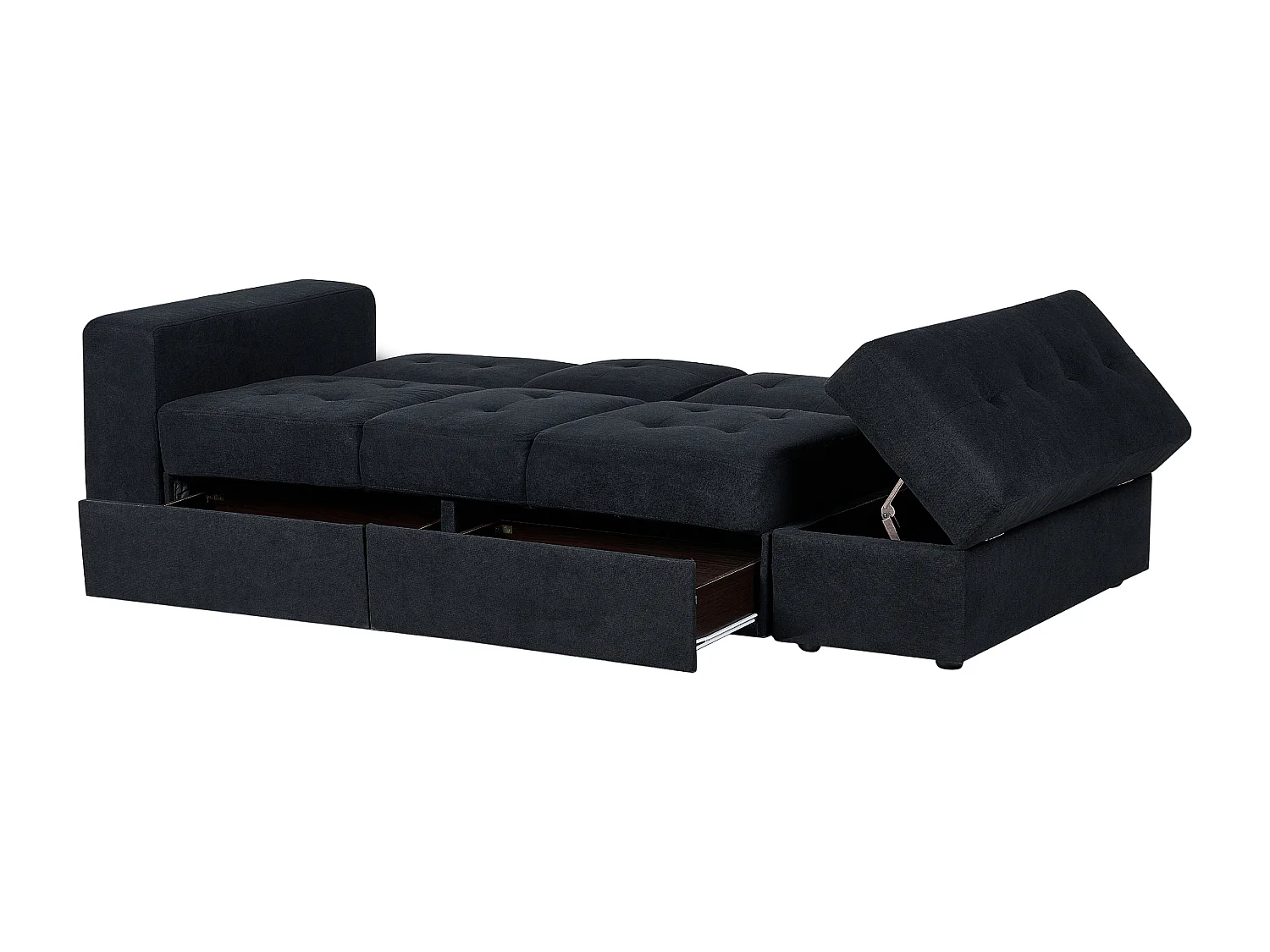 Schlafsofa FALSTER Stoff Schwarz mit Stauraum 3-Sitzer