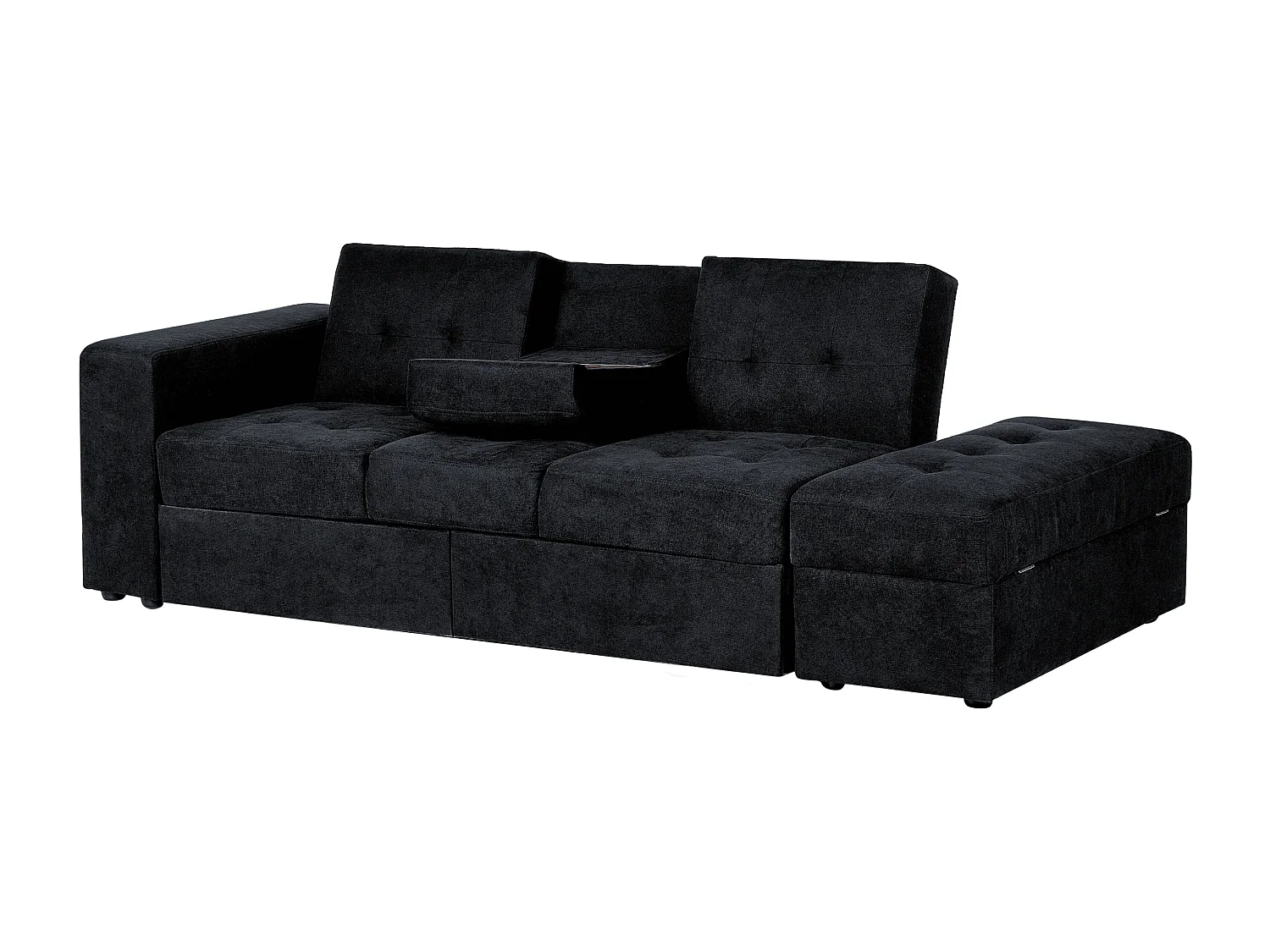 Schlafsofa FALSTER Stoff Schwarz mit Stauraum 3-Sitzer