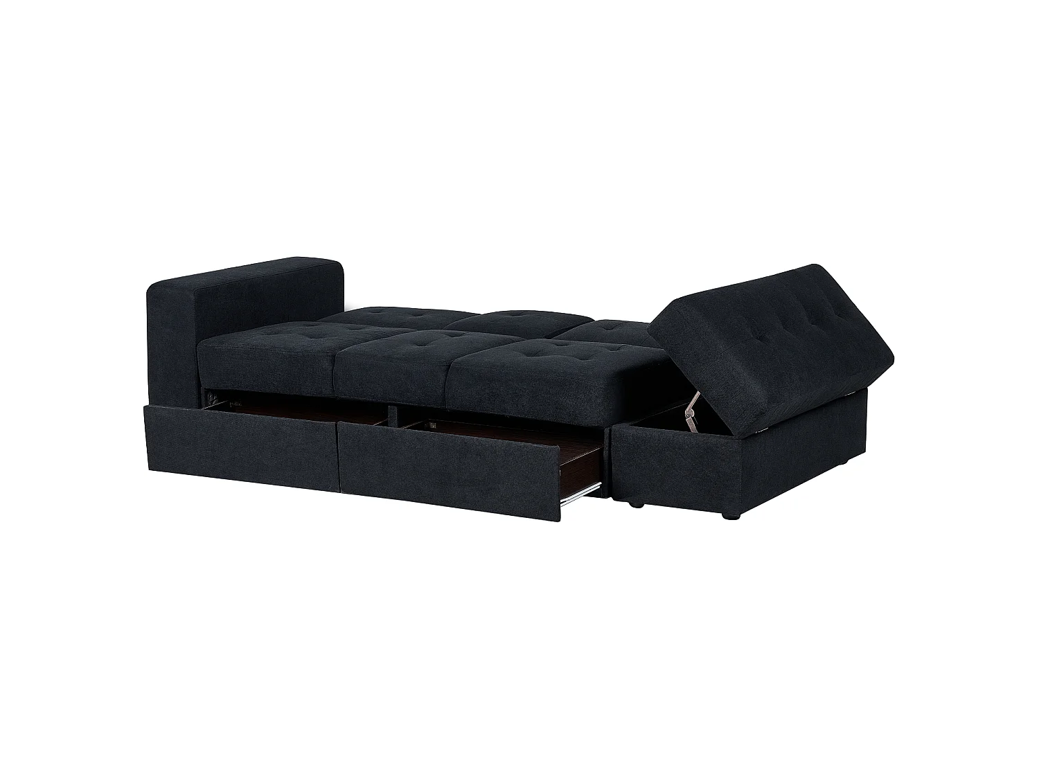 Schlafsofa FALSTER Stoff Schwarz mit Stauraum 3-Sitzer