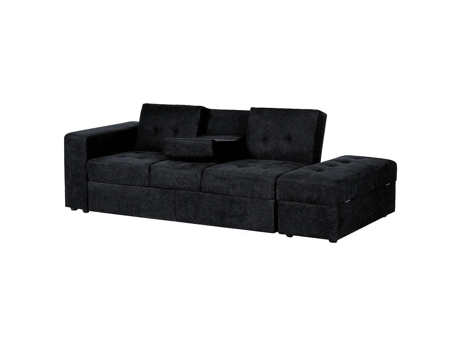 Schlafsofa FALSTER Stoff Schwarz mit Stauraum 3-Sitzer