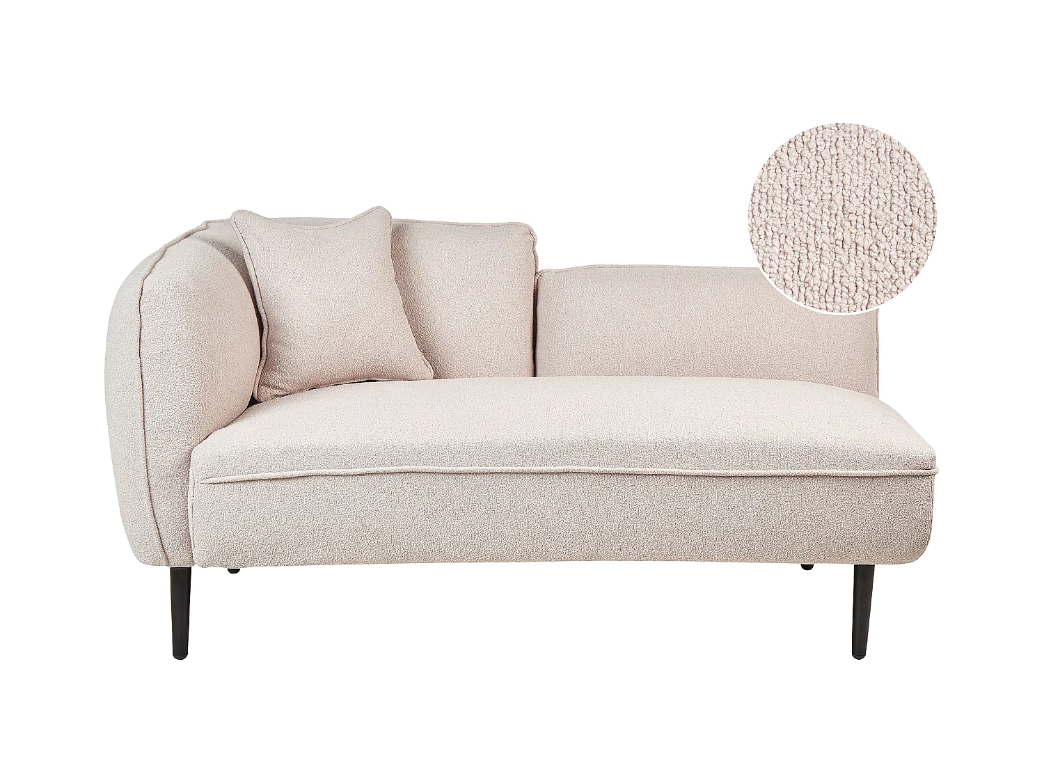 Chaise longue côté droite CHEVANNES Bouclé Beige clair