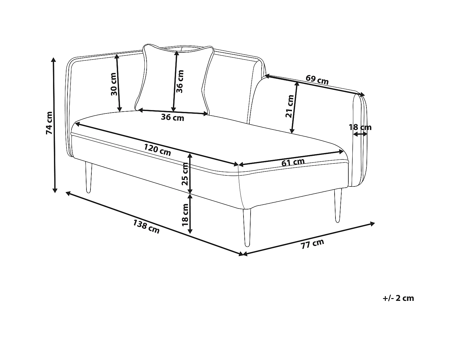 Chaise longue côté droite CHEVANNES Bouclé Beige clair