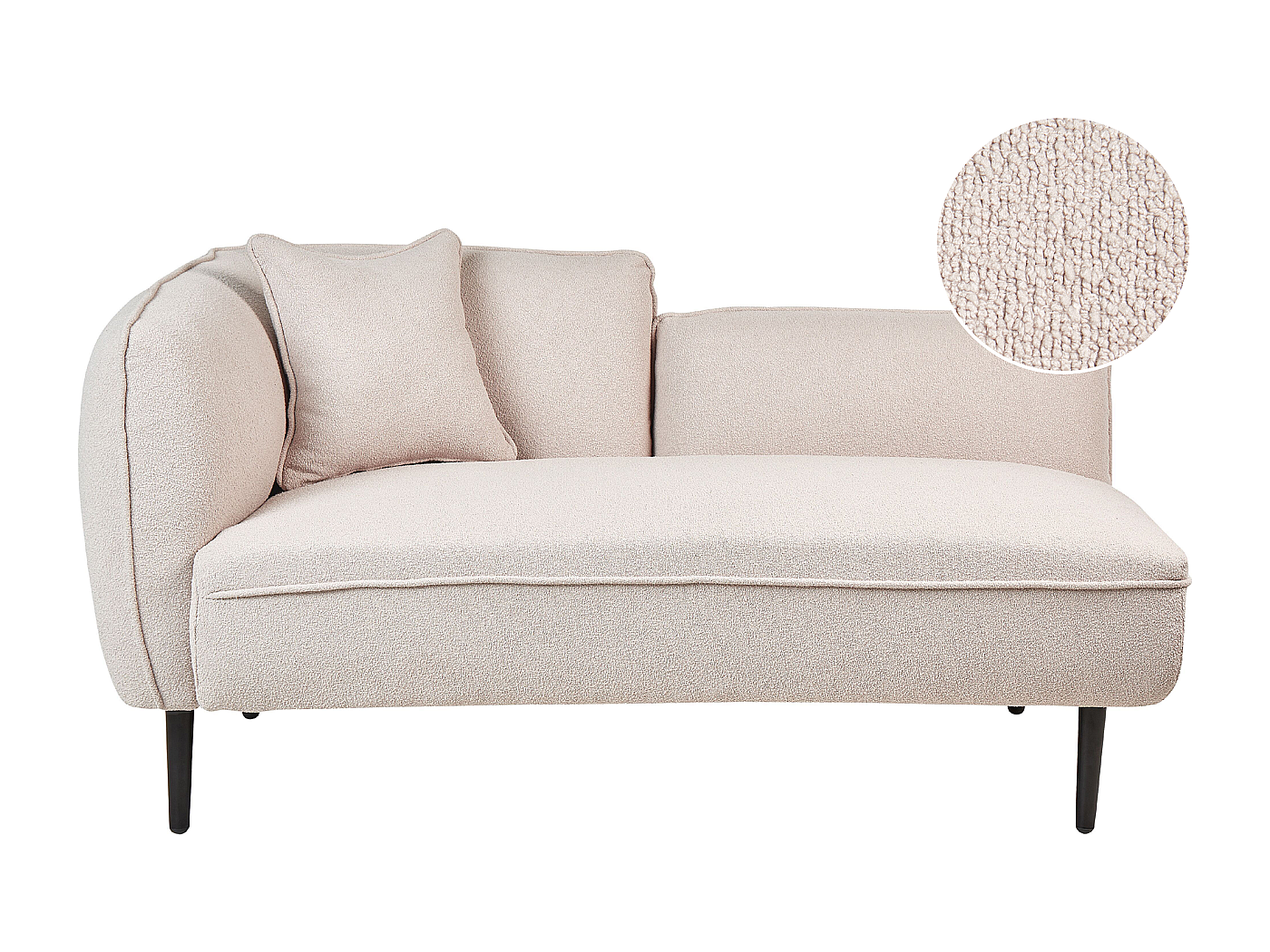 Méridienne d'angle à gauche en tissu bouclé beige clair CHEVANNES