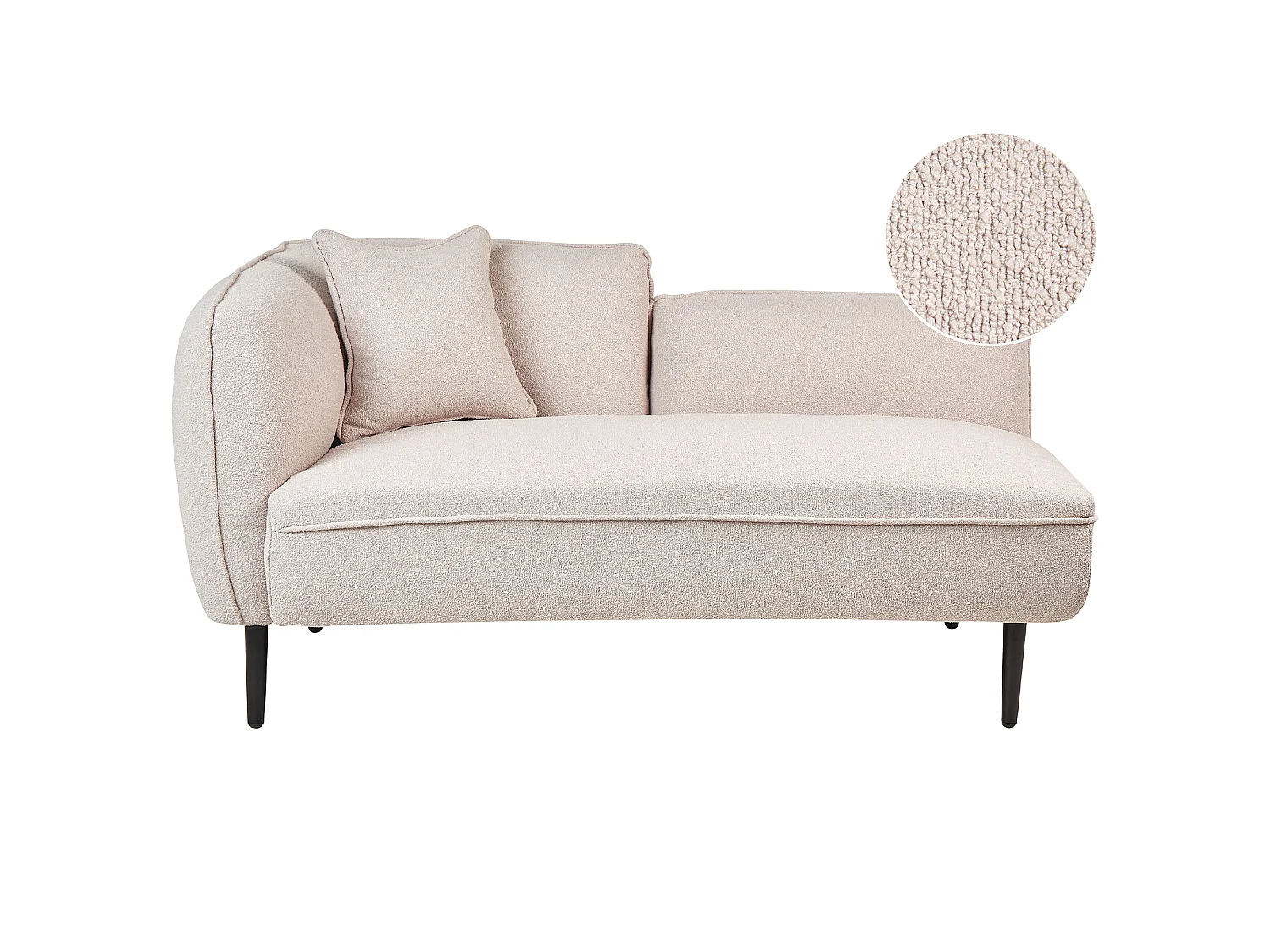 Left-Hand Chaise Longue CHEVANNES Boucle Light Beige