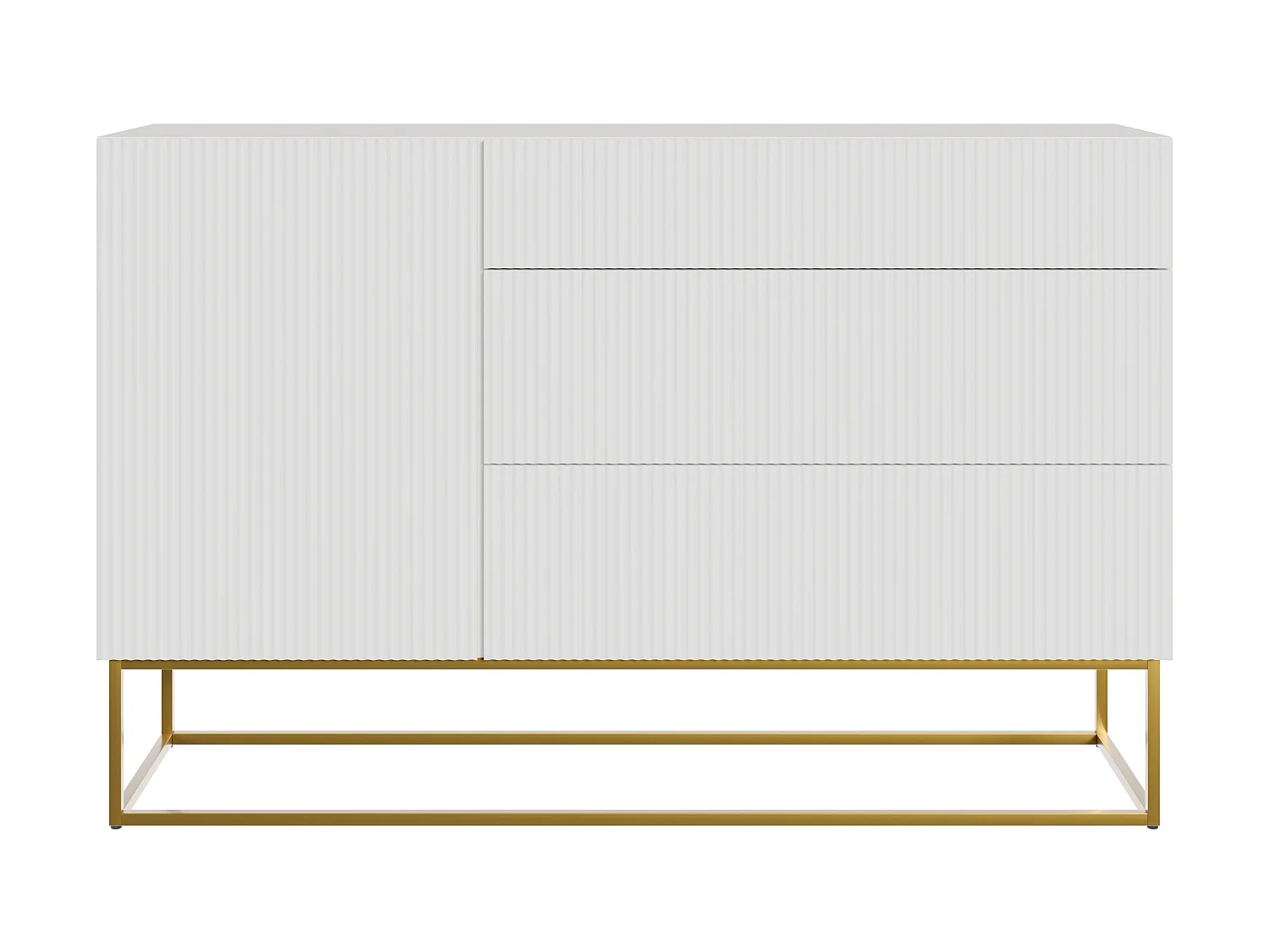 Buffet 1 porte - 3 tiroirs - blanc - 140 cm - VELDIO