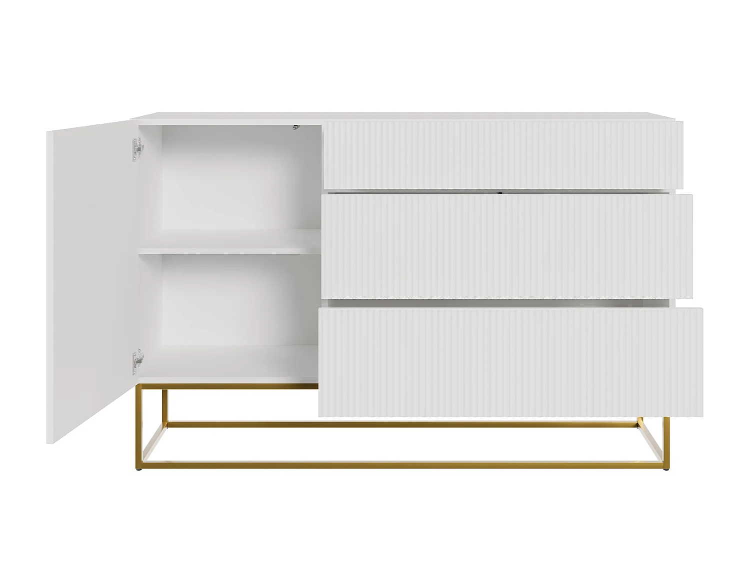 Buffet 1 porte - 3 tiroirs - blanc - 140 cm - VELDIO