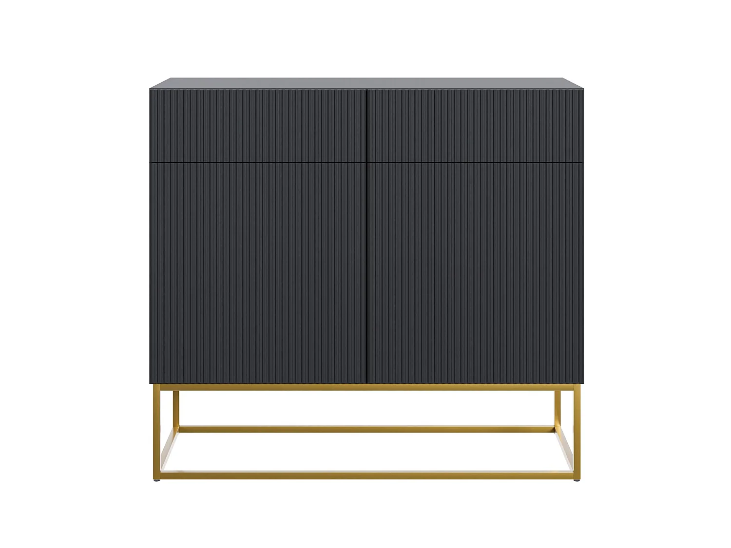 Buffet 2 portes - 2 tiroirs - noir- 100 cm - VELDIO
