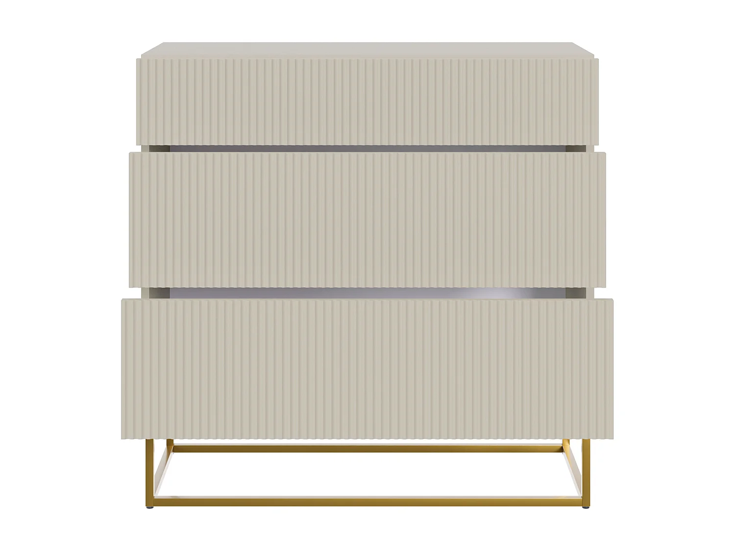 Kommode  mit 3 Schubladen - 90 cm - Taupe (Graubeige) mit goldenem Metallgestell - VELDIO