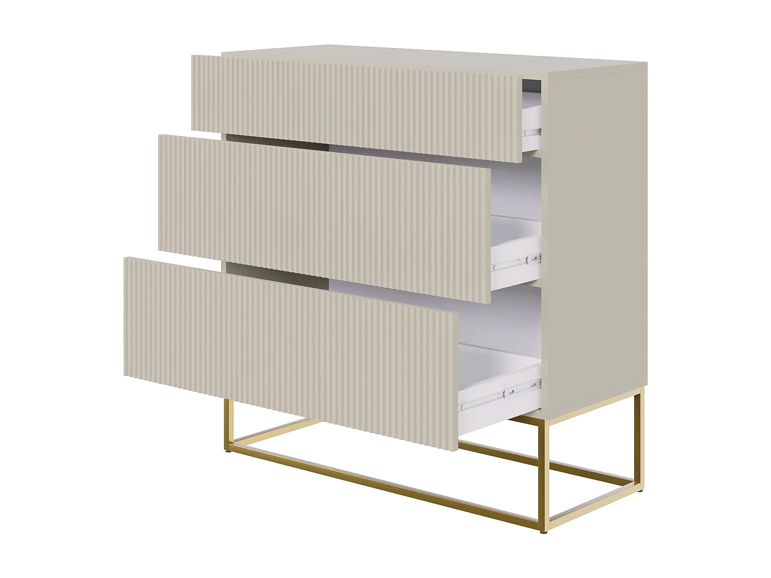 Commode 3 tiroirs - 90 cm - taupe (gris-beige) - VELDIO