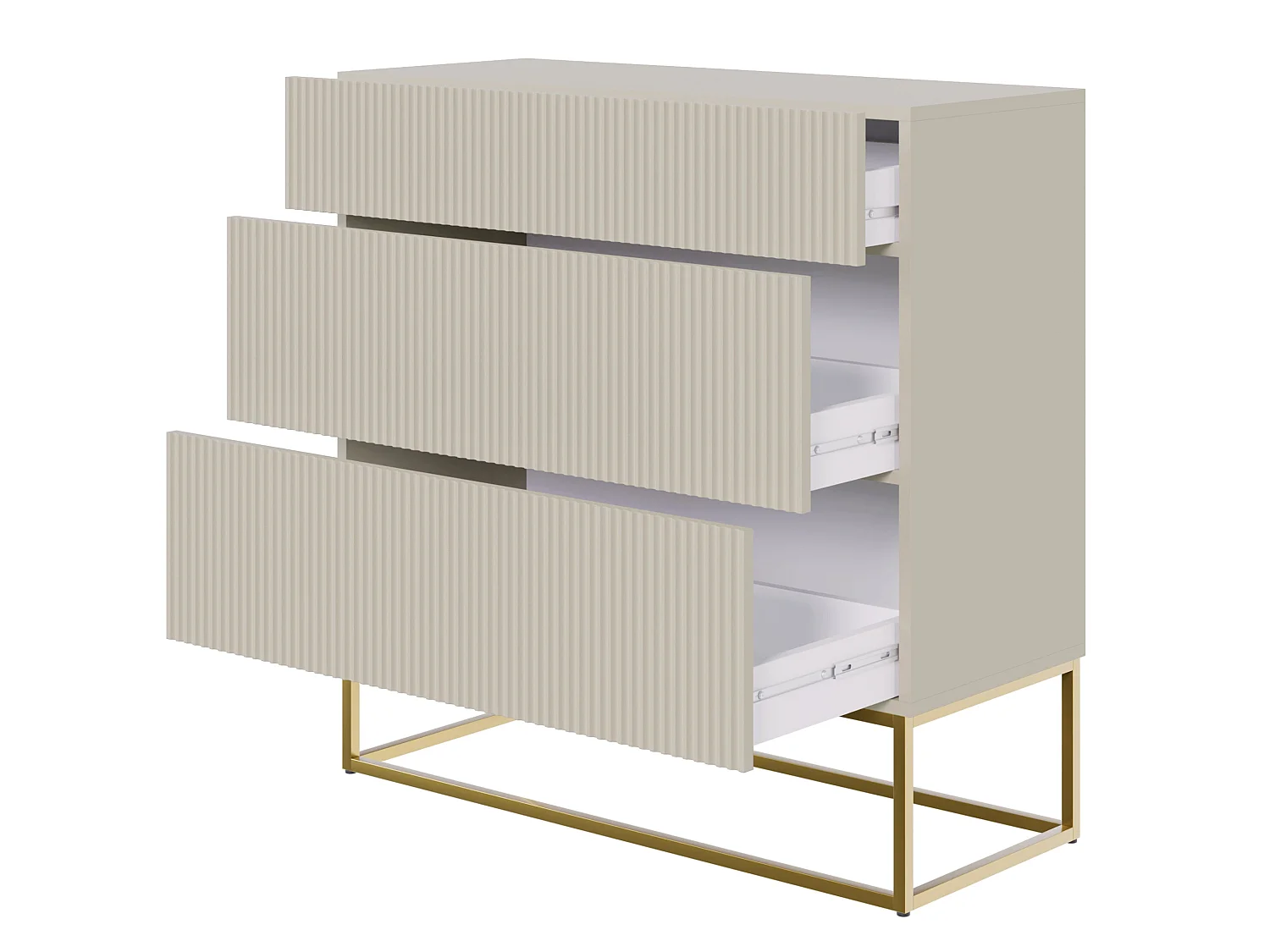 Commode 3 tiroirs - 90 cm - taupe (gris-beige) - VELDIO