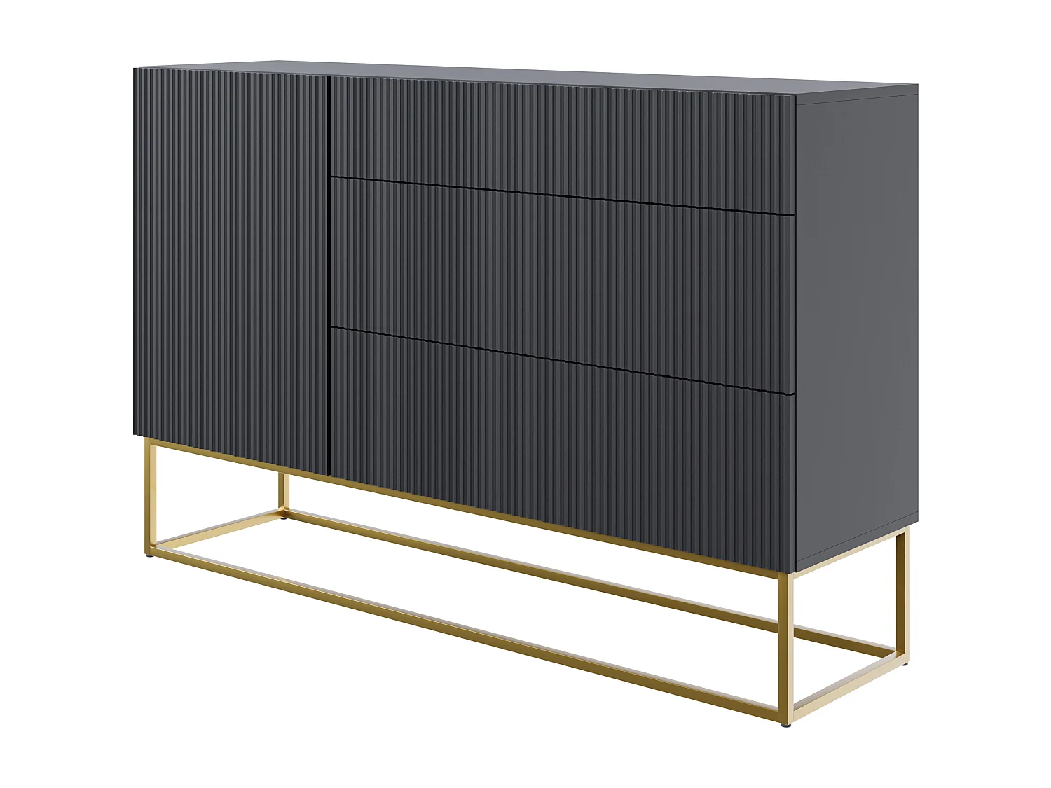 Buffet 1 porte - 3 tiroirs - noir - 140 cm - VELDIO