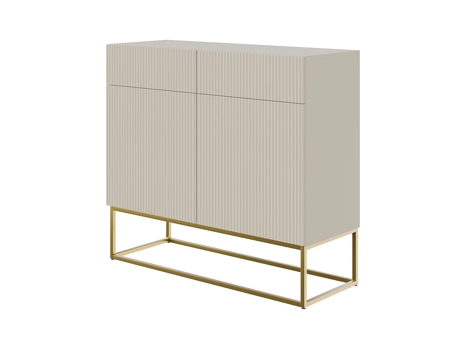 Cassettiera a due ante - 100 cm - con due cassetti - tortora (grigio-beige) - VELDIO