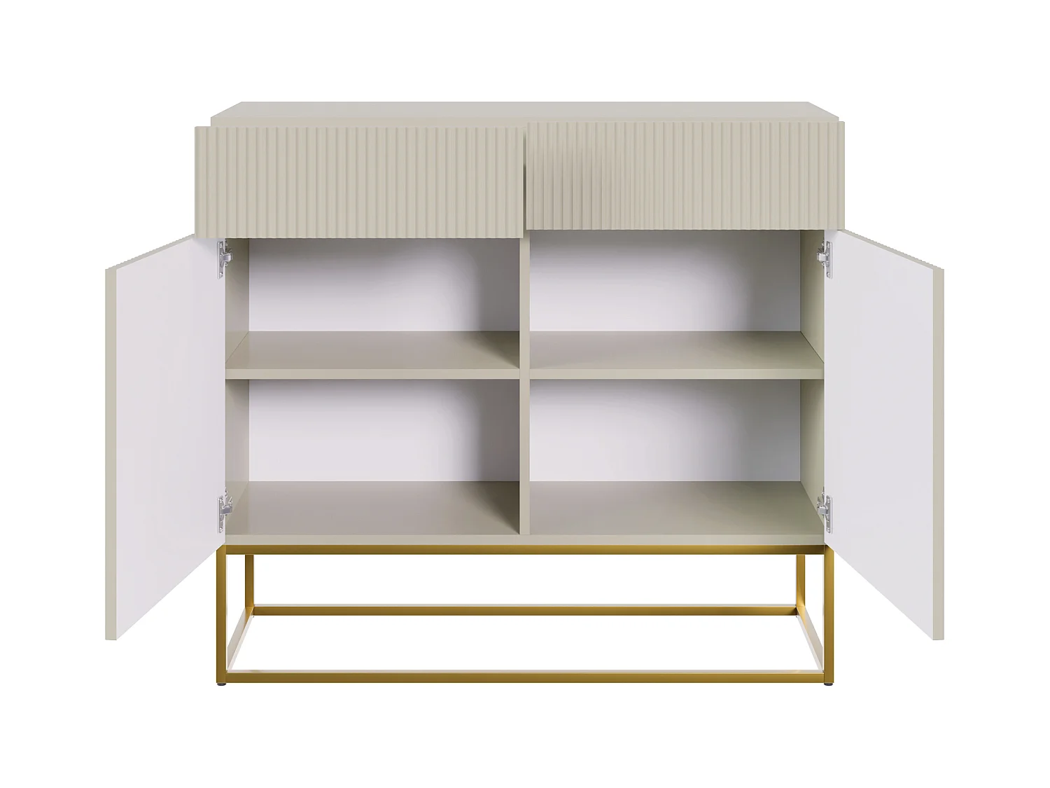 Cassettiera a due ante - 100 cm - con due cassetti - tortora (grigio-beige) - VELDIO