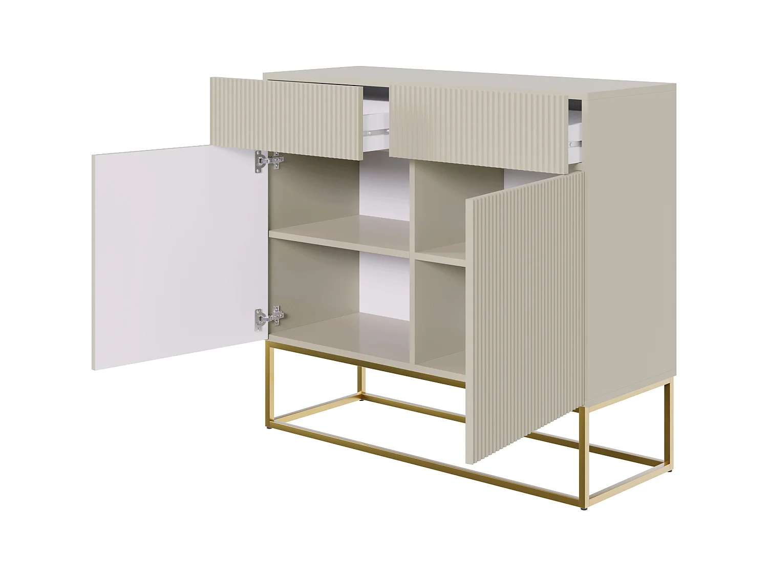 Cassettiera a due ante - 100 cm - con due cassetti - tortora (grigio-beige) - VELDIO