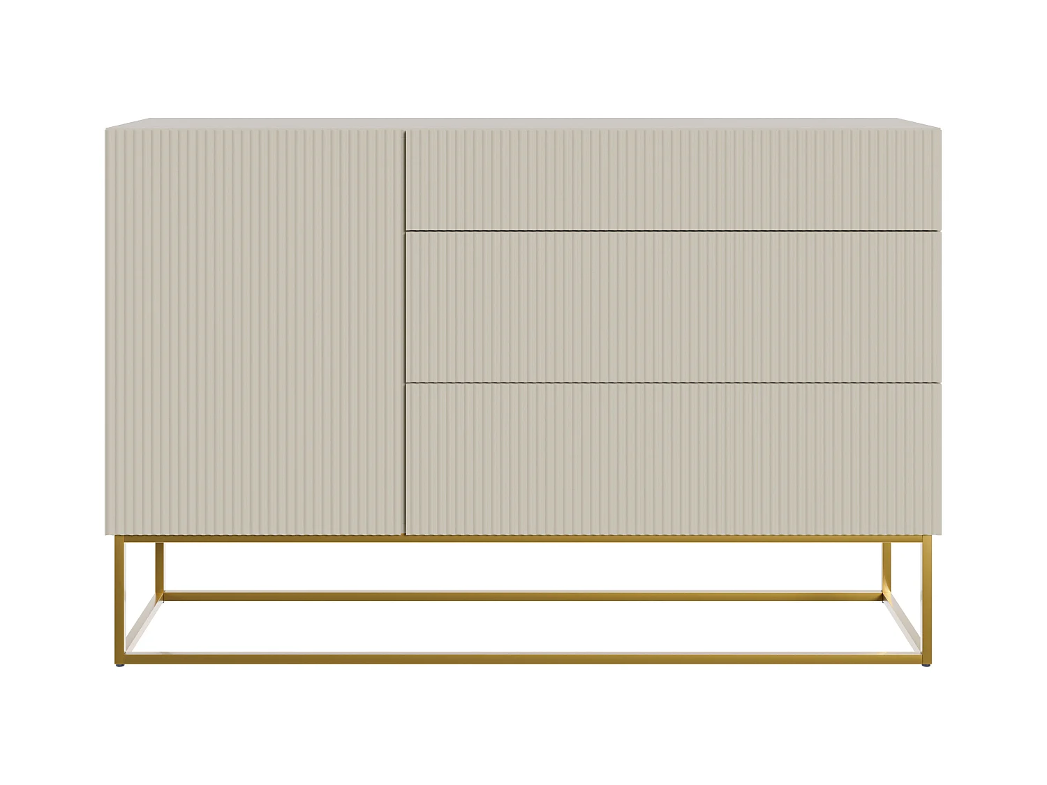 Buffet 1 porte - 3 tiroirs - taupe (gris-beige) - 140 cm - VELDIO