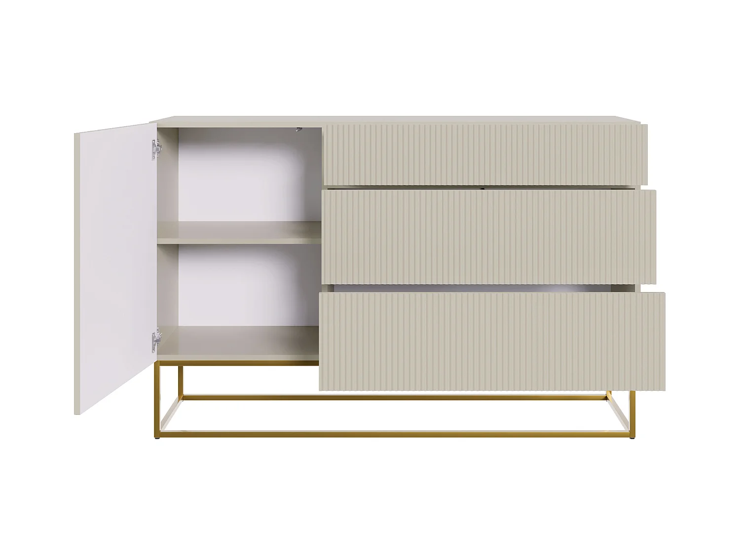 Buffet 1 porte - 3 tiroirs - taupe (gris-beige) - 140 cm - VELDIO