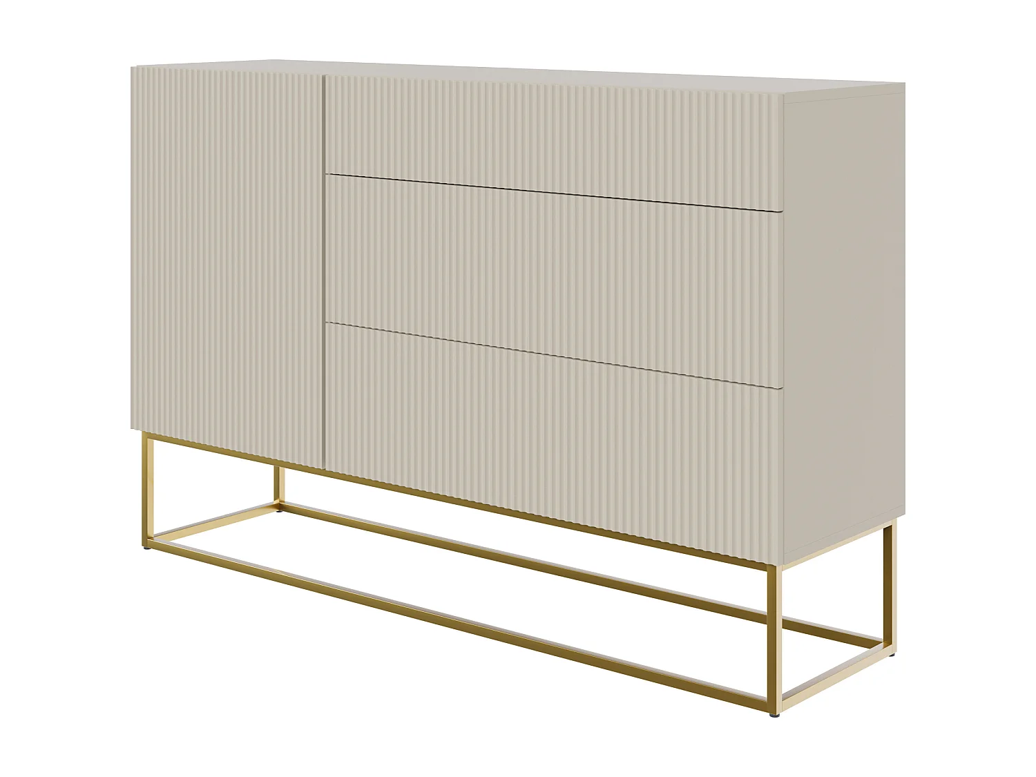 Buffet 1 porte - 3 tiroirs - taupe (gris-beige) - 140 cm - VELDIO