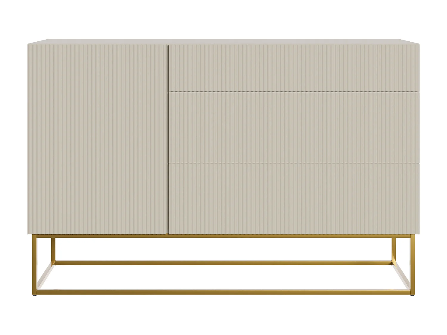 Buffet 1 porte - 3 tiroirs - taupe (gris-beige) - 140 cm - VELDIO