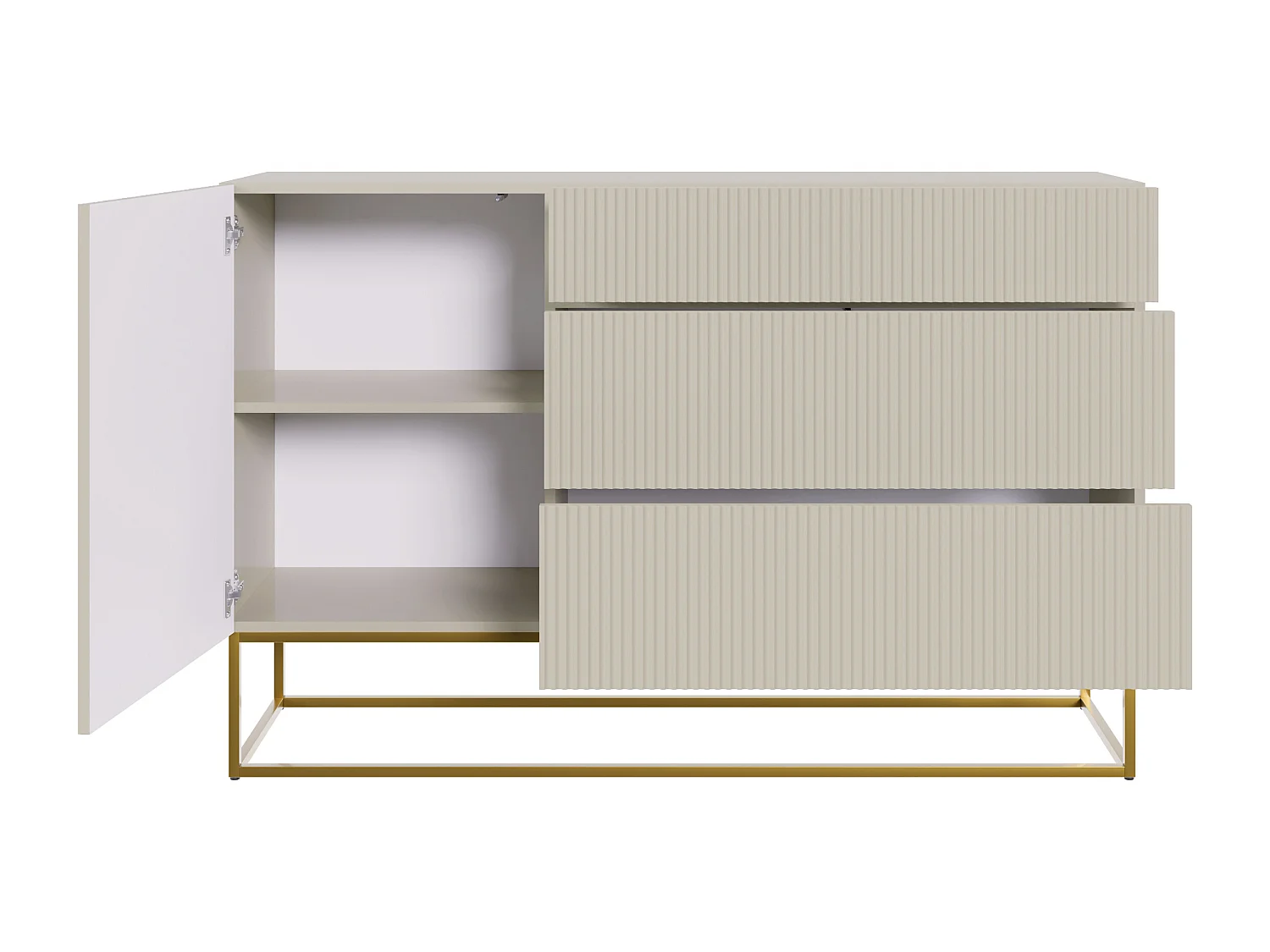 Buffet 1 porte - 3 tiroirs - taupe (gris-beige) - 140 cm - VELDIO