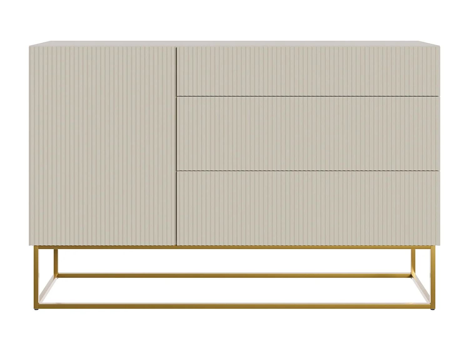 Sideboard 1 Tür - 3 Schubladen - Taupe (Grau-Beige) - 140 cm - VELDIO