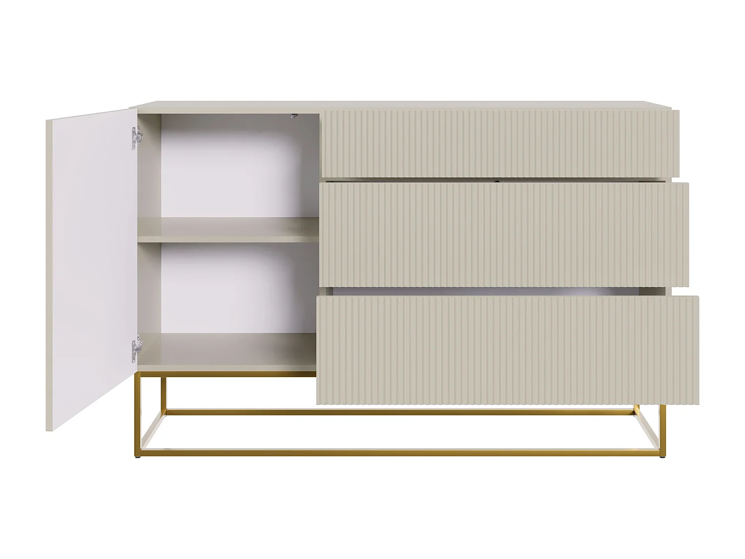 Sideboard 1 Tür - 3 Schubladen - Taupe (Grau-Beige) - 140 cm - VELDIO