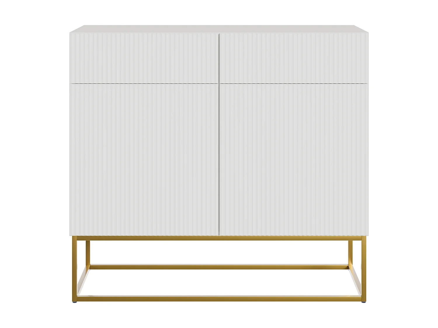 Buffet 2 portes - 2 tiroirs - blanc - 100 cm - VELDIO